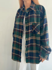 Chemise Vintage à carreaux brun/khaki/vert  L