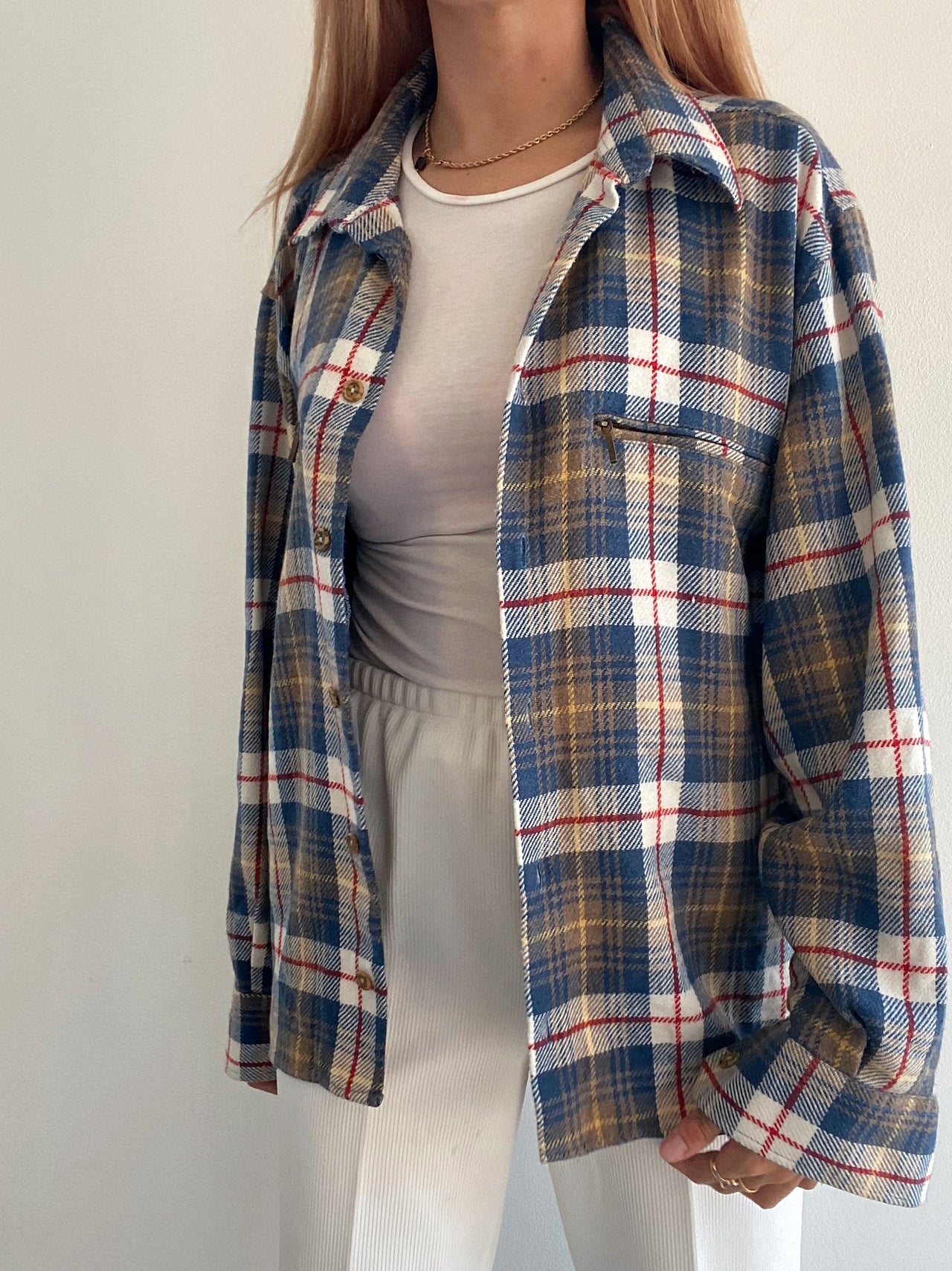 Vintage Check Shirt Beige/Light Blue XL