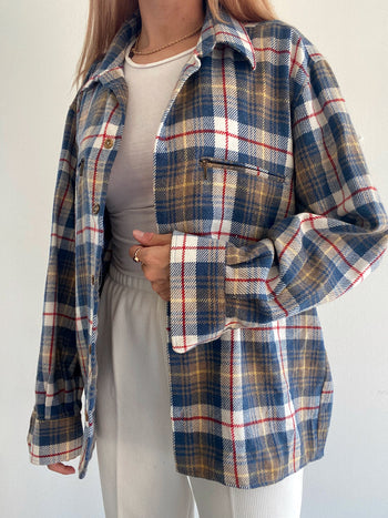 Vintage Check Shirt Beige/Light Blue XL