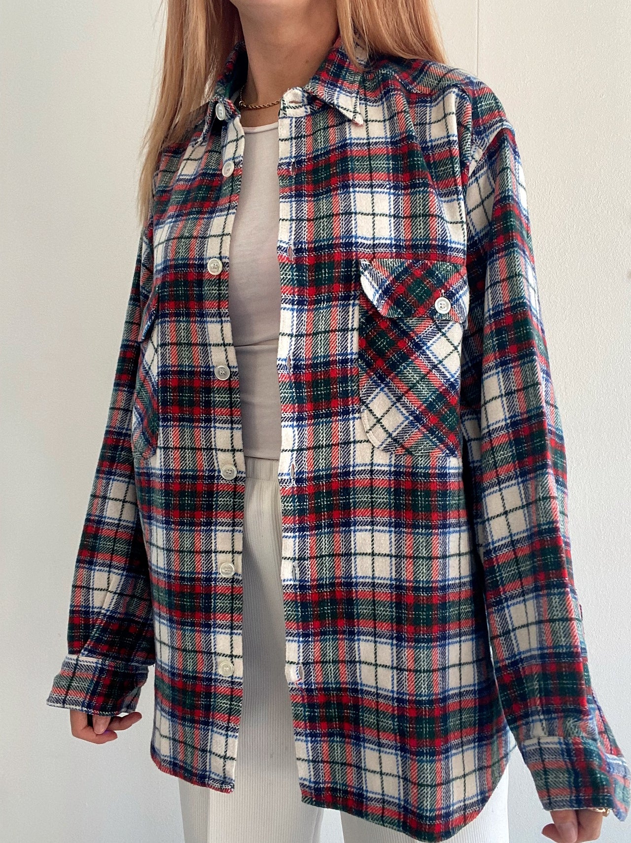 Vintage Check Shirt Beige/Light Blue XL