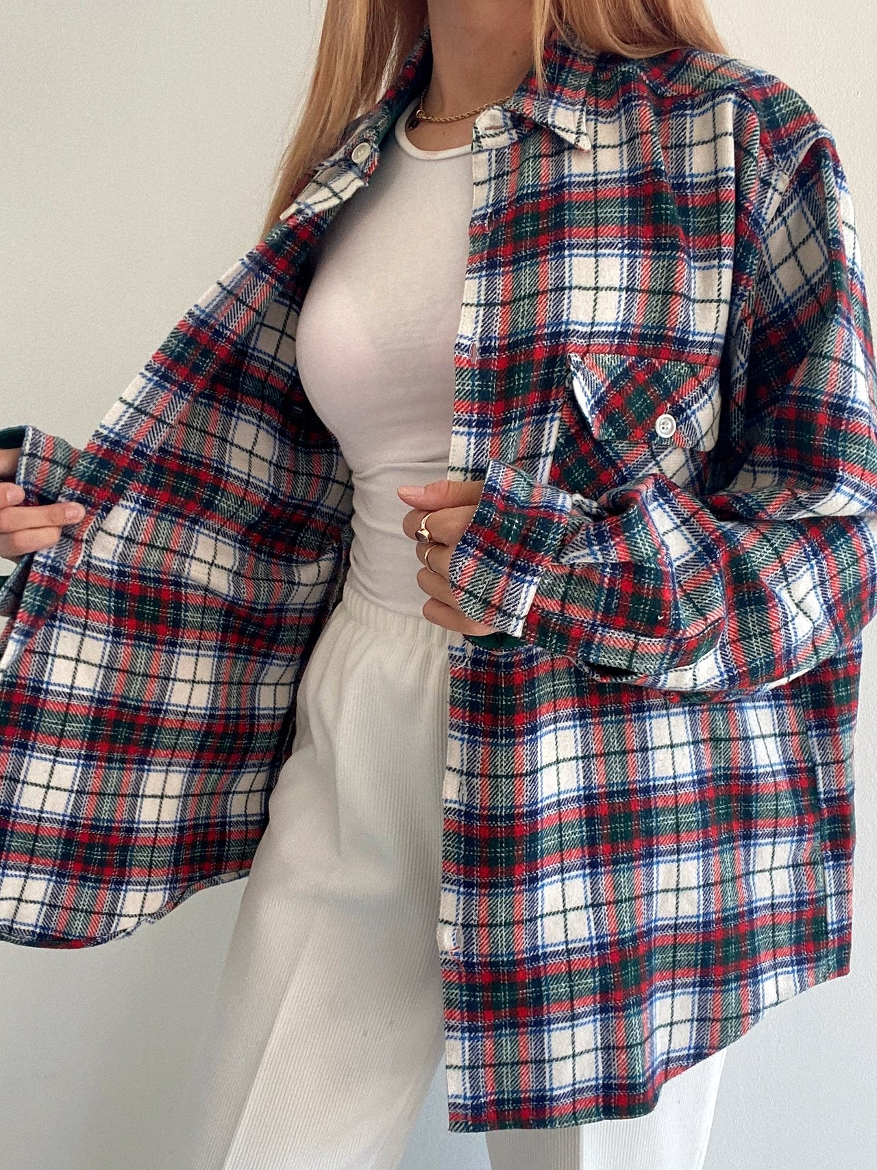 Vintage Check Shirt Beige/Light Blue XL