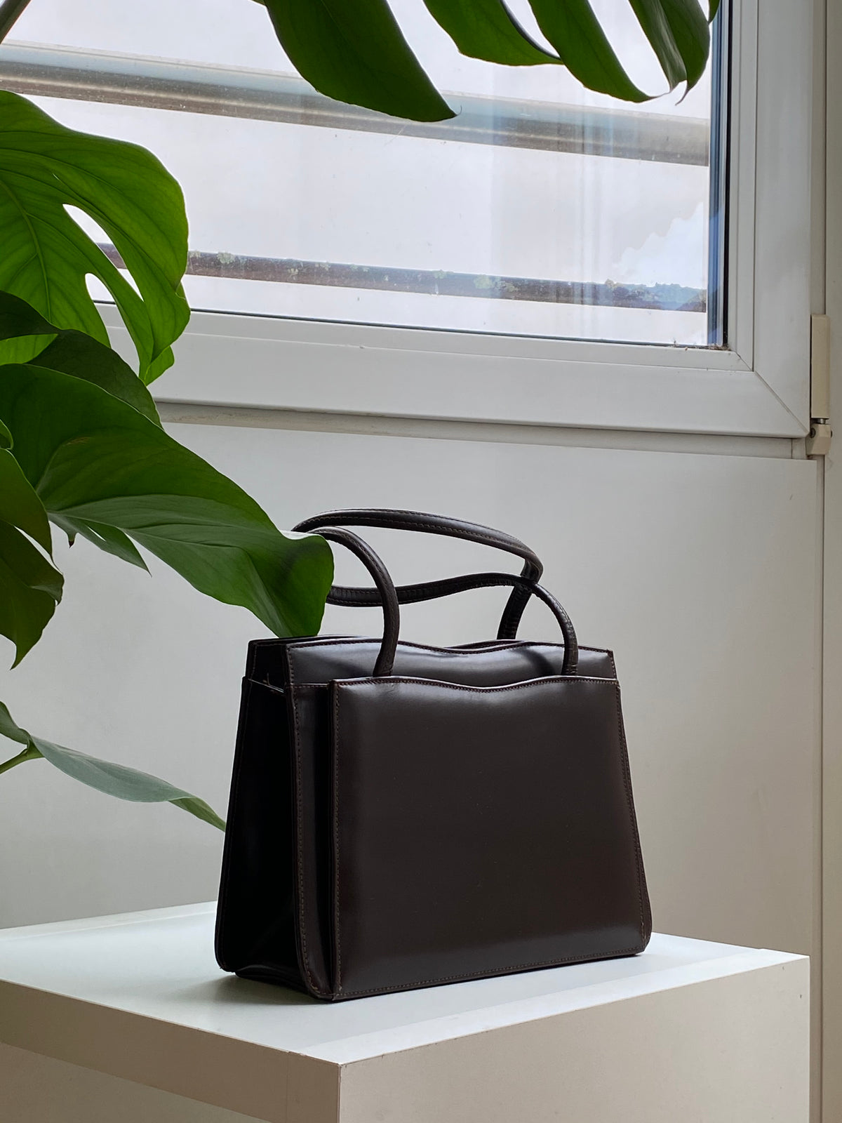 Sac à main Vintage brun rigide