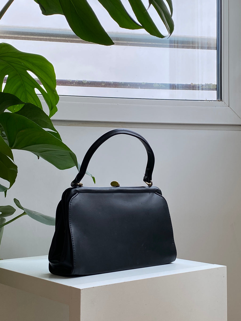 Sac à main rigide Vintage noir