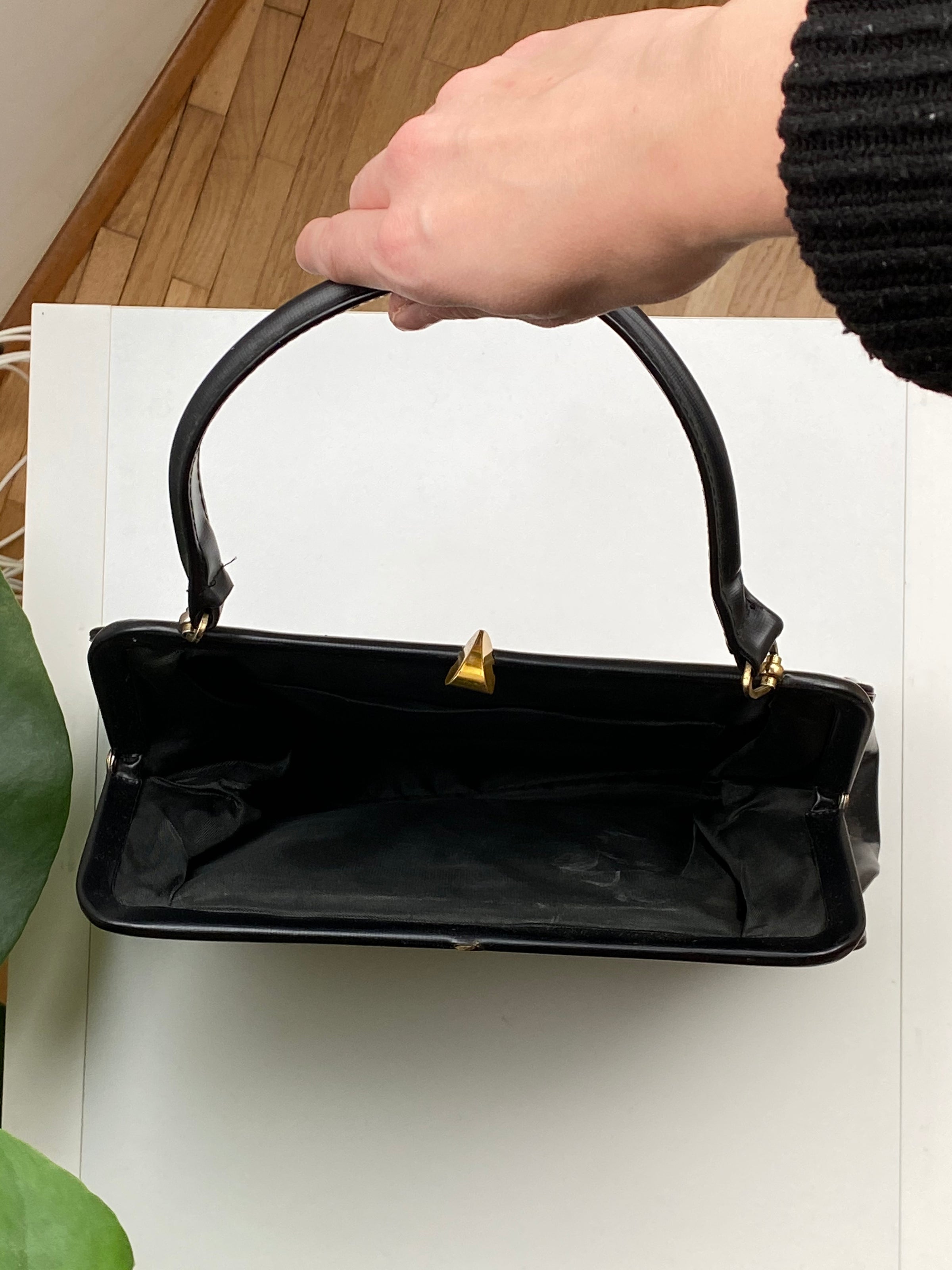 Sac à main rigide Vintage noir