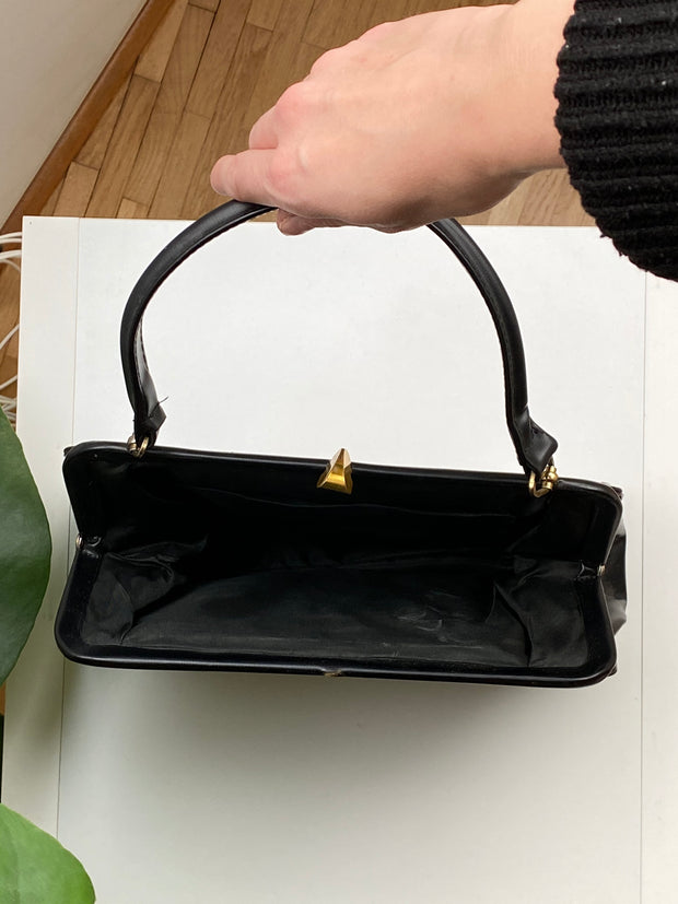 Vintage schwarze starre Handtasche 