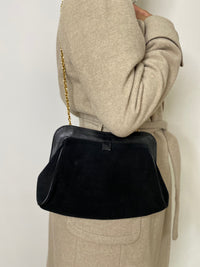 Sac à main Vintage noir avec chaîne dorée