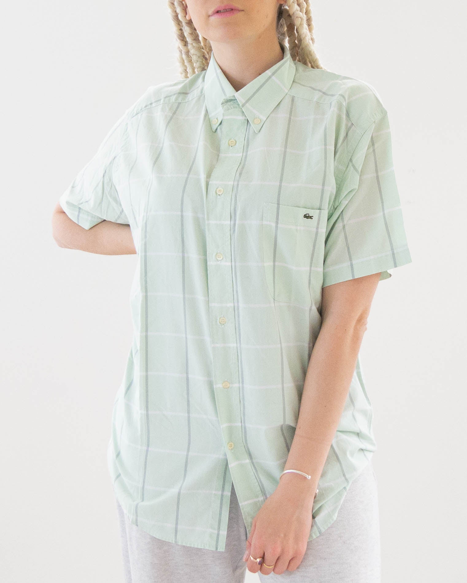 Chemise verte pastelle quadrillée Lacoste L