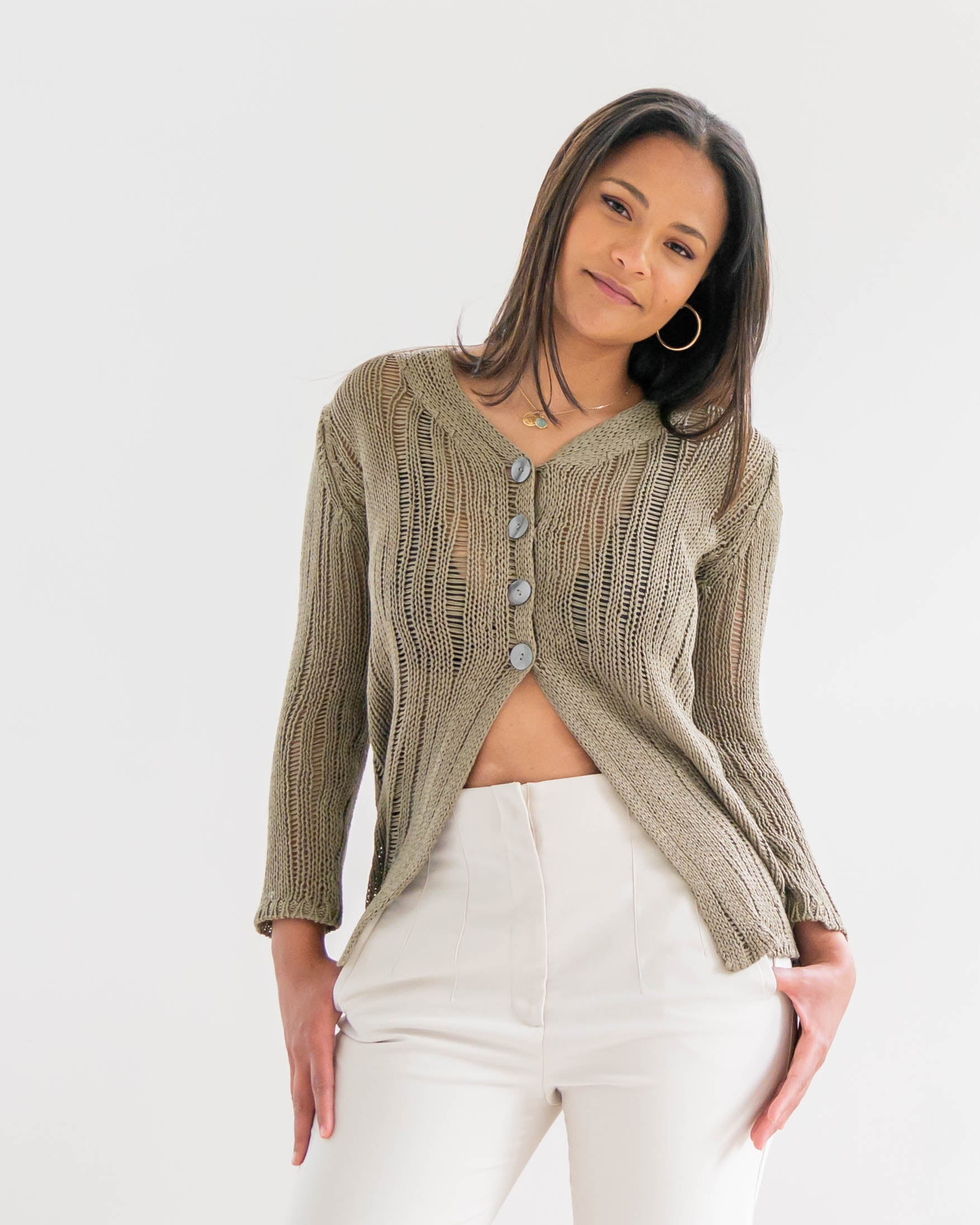 Gilet d'été à mailles beige M