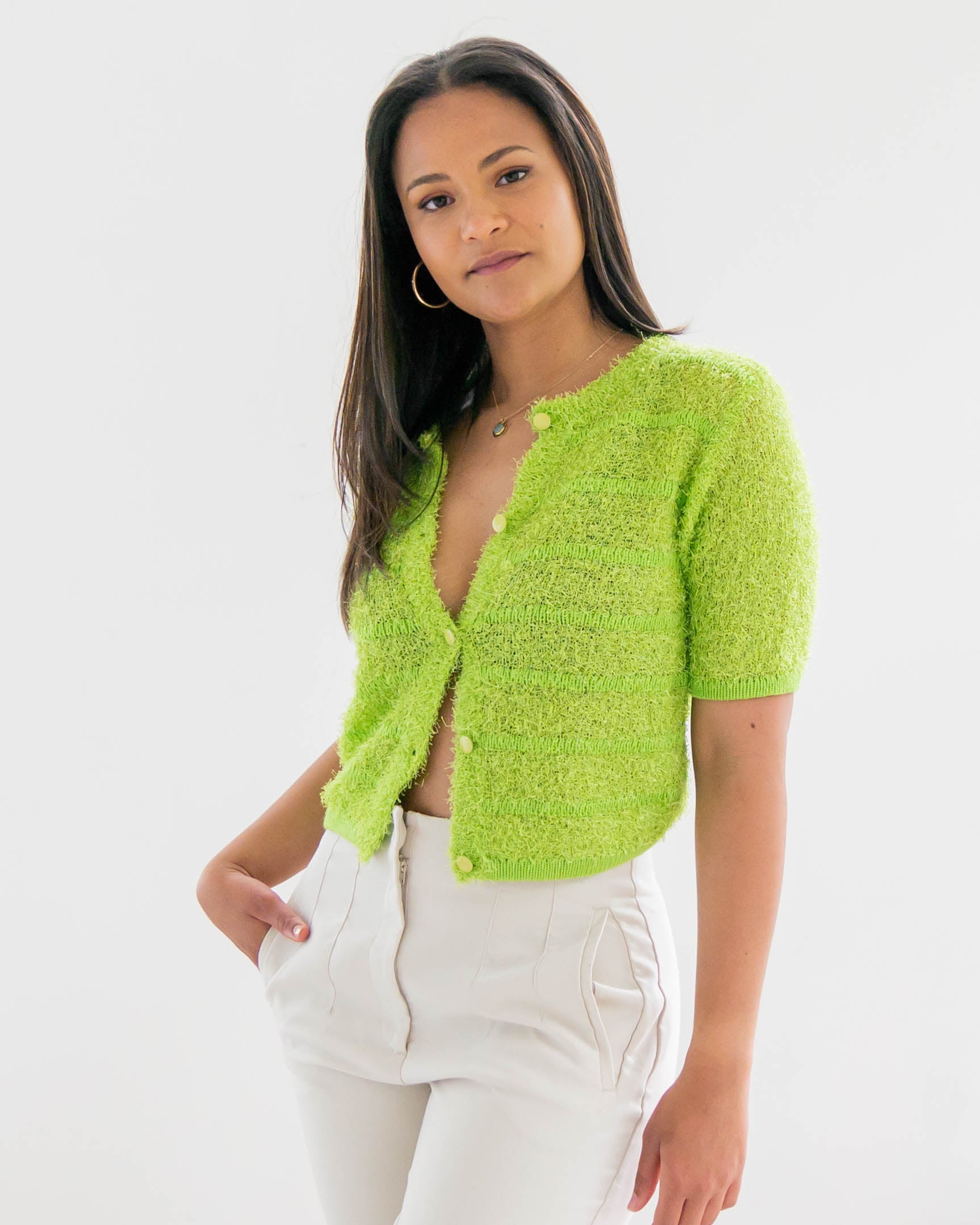 Gilet d'été vert à poils M