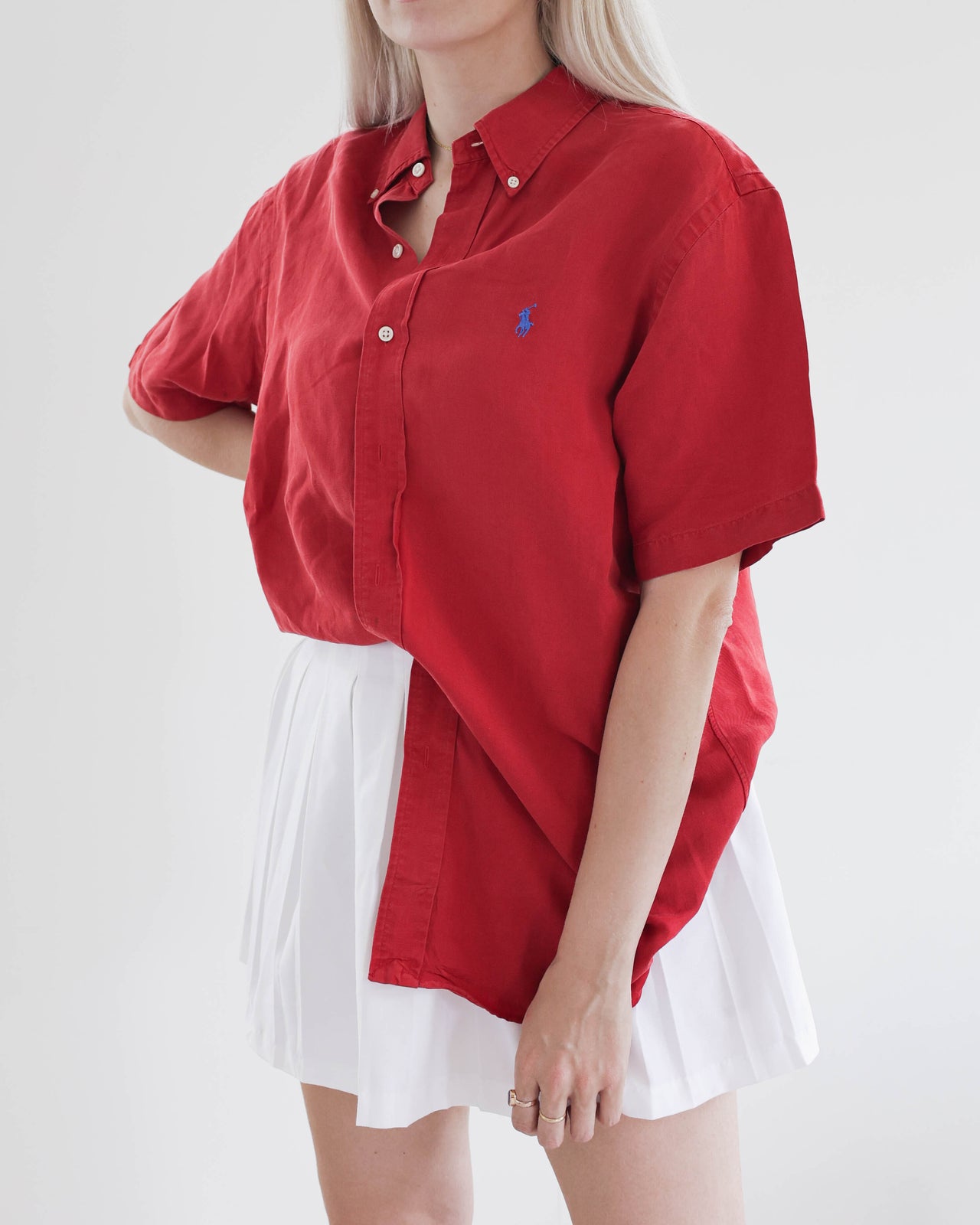 Chemise rouge en lin et soie Ralph Lauren L