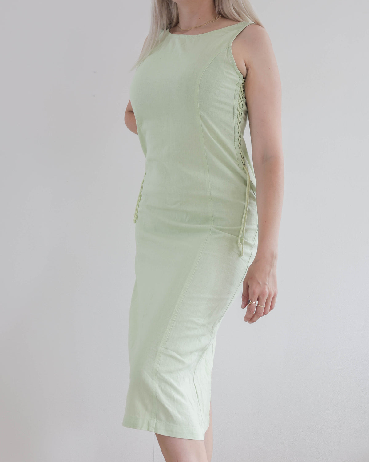 Hellgrünes Leinenkleid M 