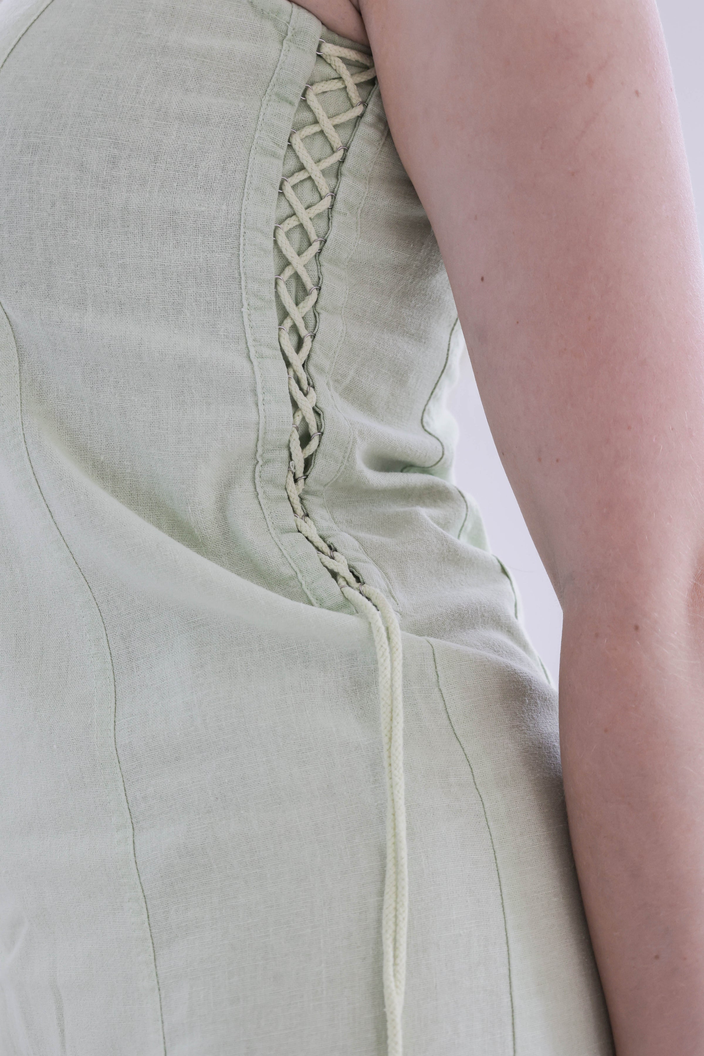 Hellgrünes Leinenkleid M 