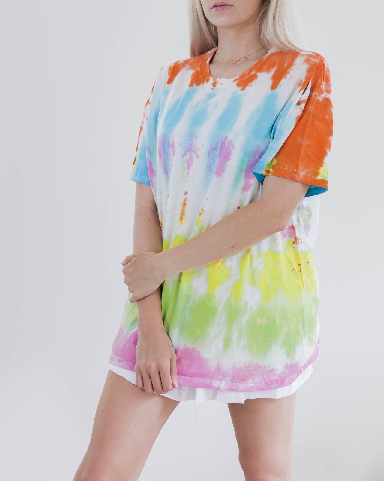 T-shirt tie&dye vert/jaune/orange/rose/bleu XL