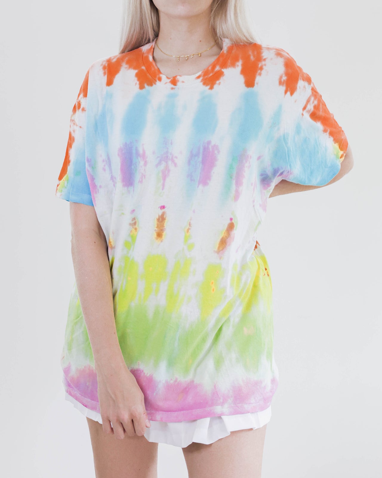 T-shirt tie&dye vert/jaune/orange/rose/bleu XL