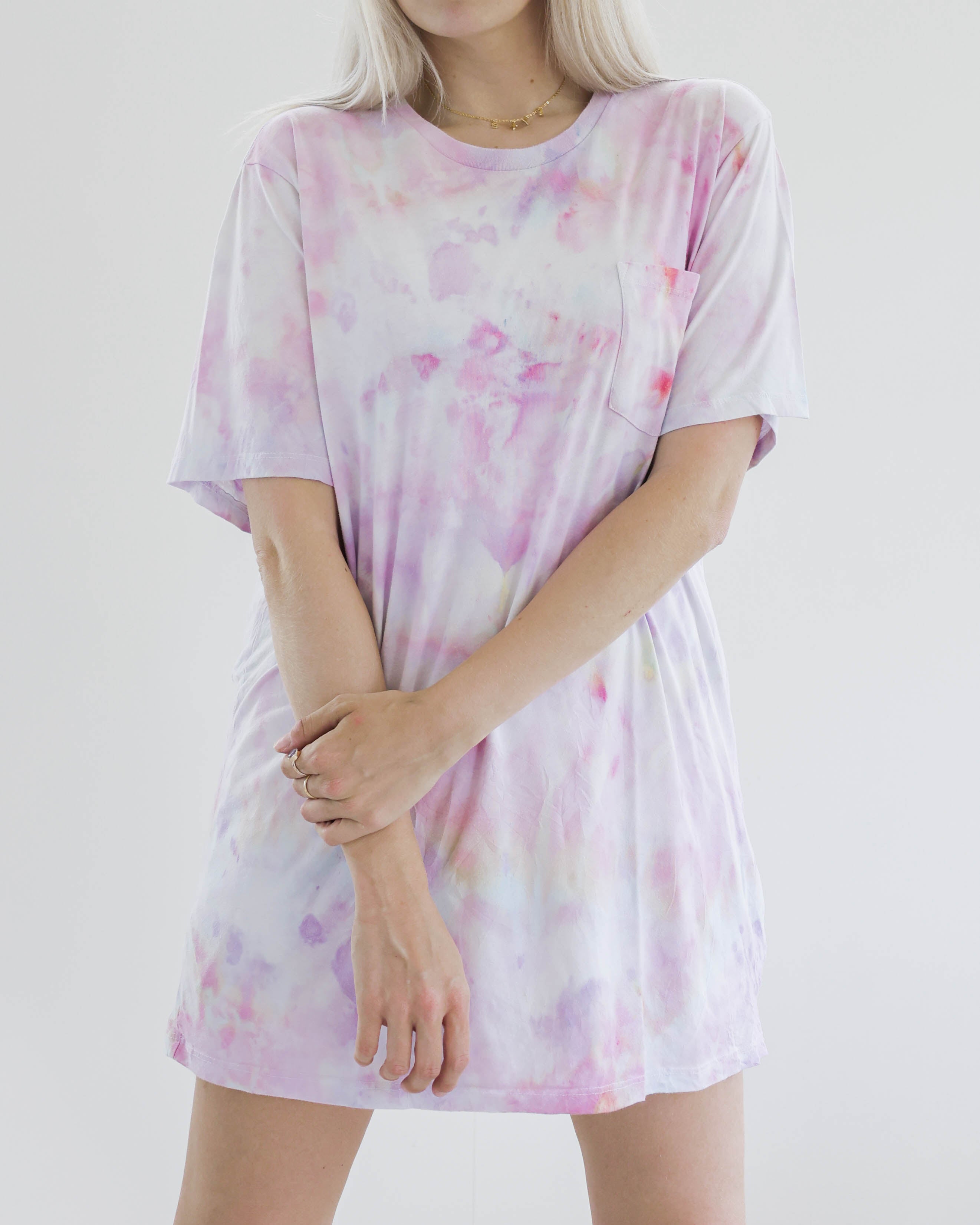 E. T-shirt tie&dye rose et violet avec une poche XL