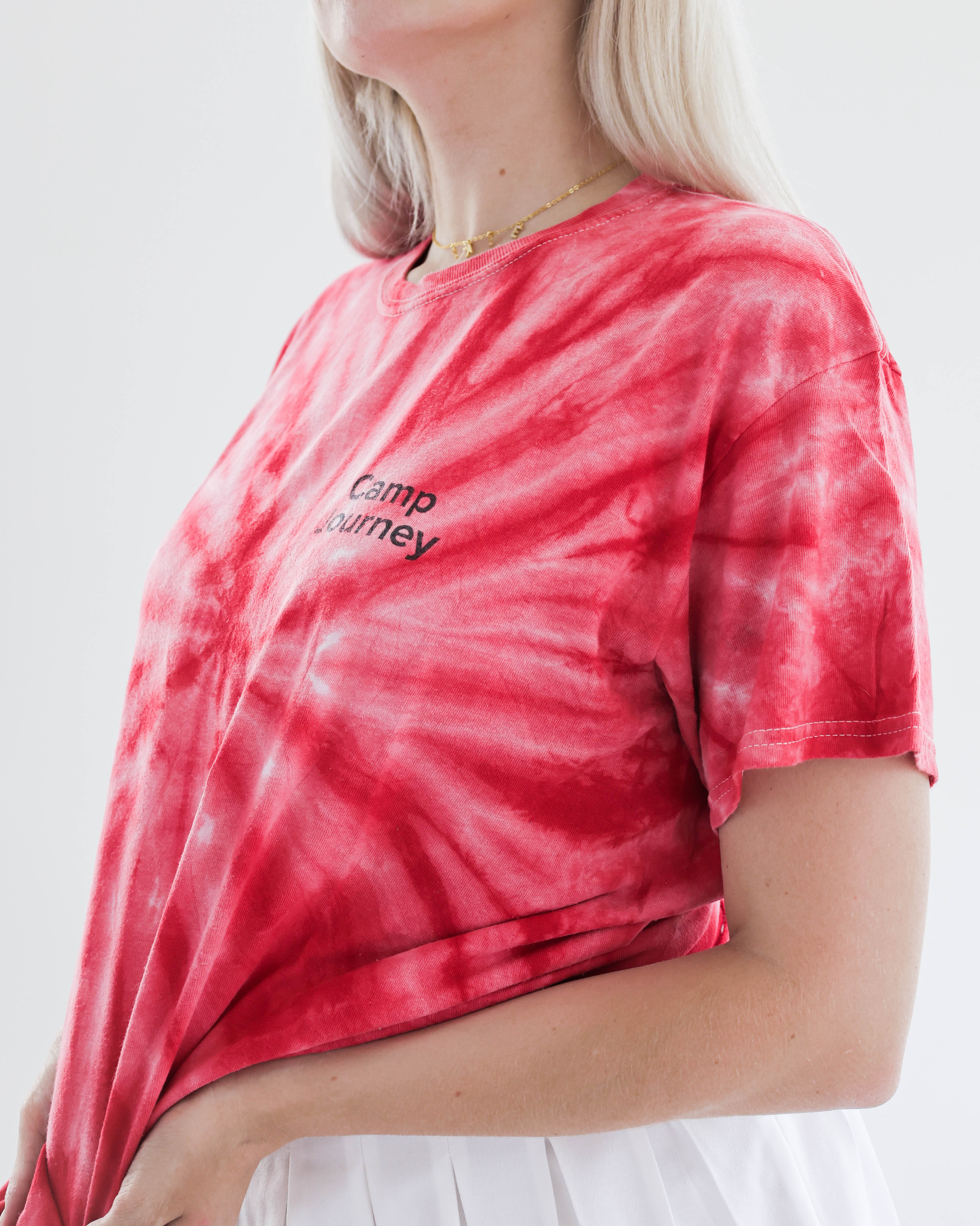 E. T-shirt tie&dye rouge/rose "Camp Journey" M