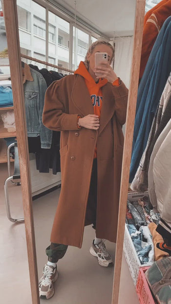 Manteau en laine camel oversized L