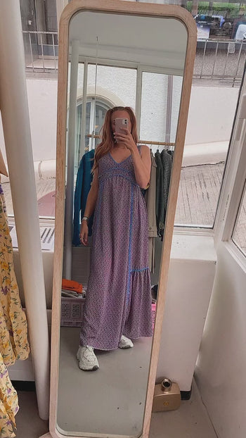 Robe vintage bleue à motifs L