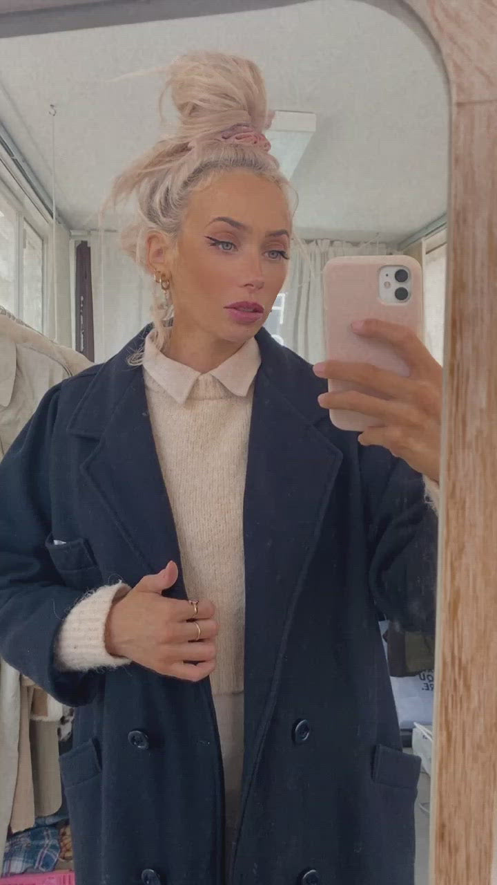 Manteau en laine bleu M