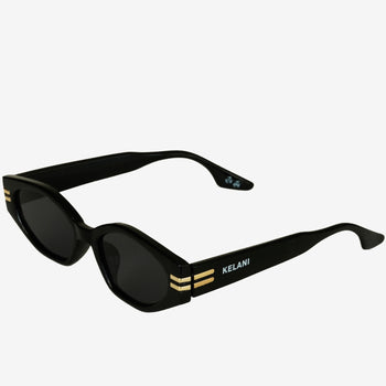 Schwarze ovale recycelte Vintage-Brille 