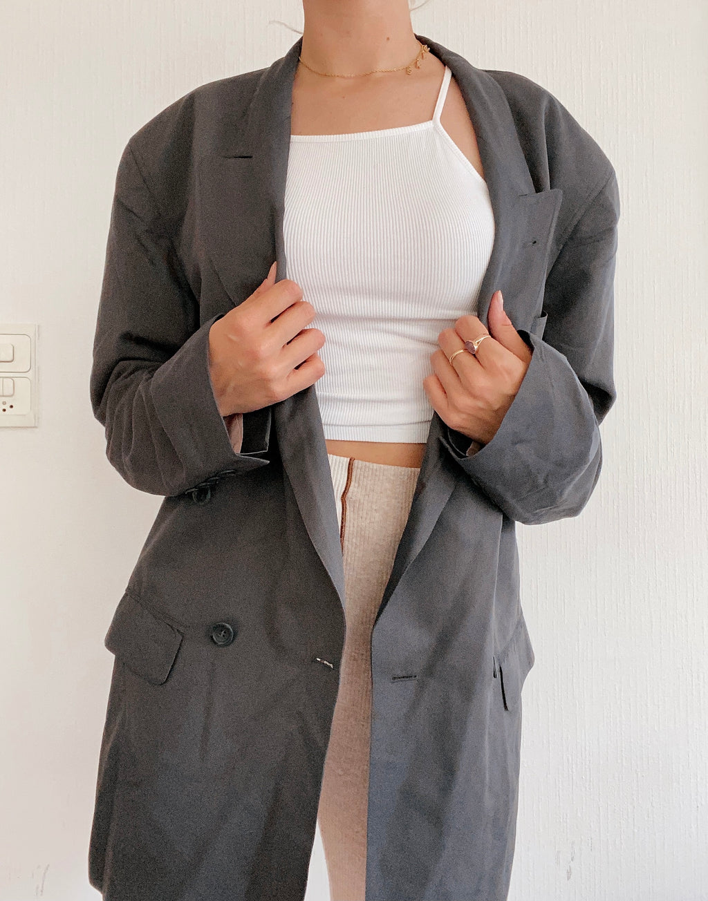 Oversized dark gray blazer jacket L