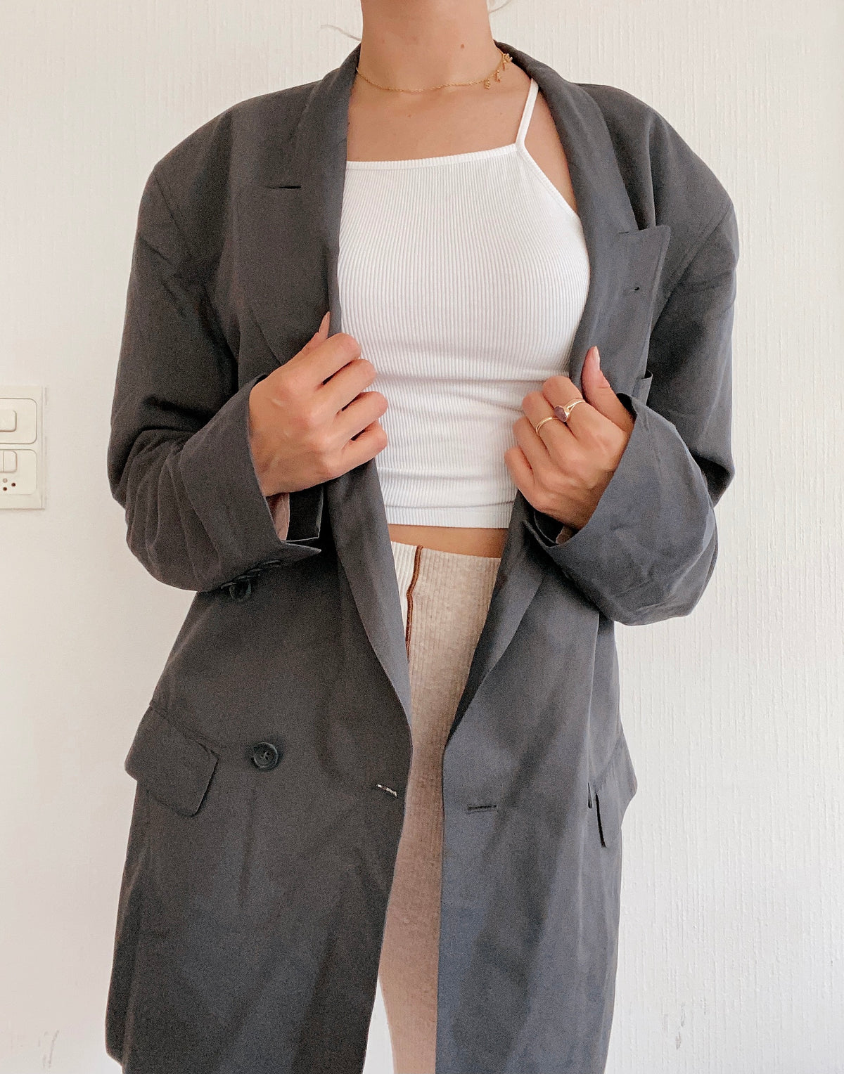 Oversized dark gray blazer jacket L