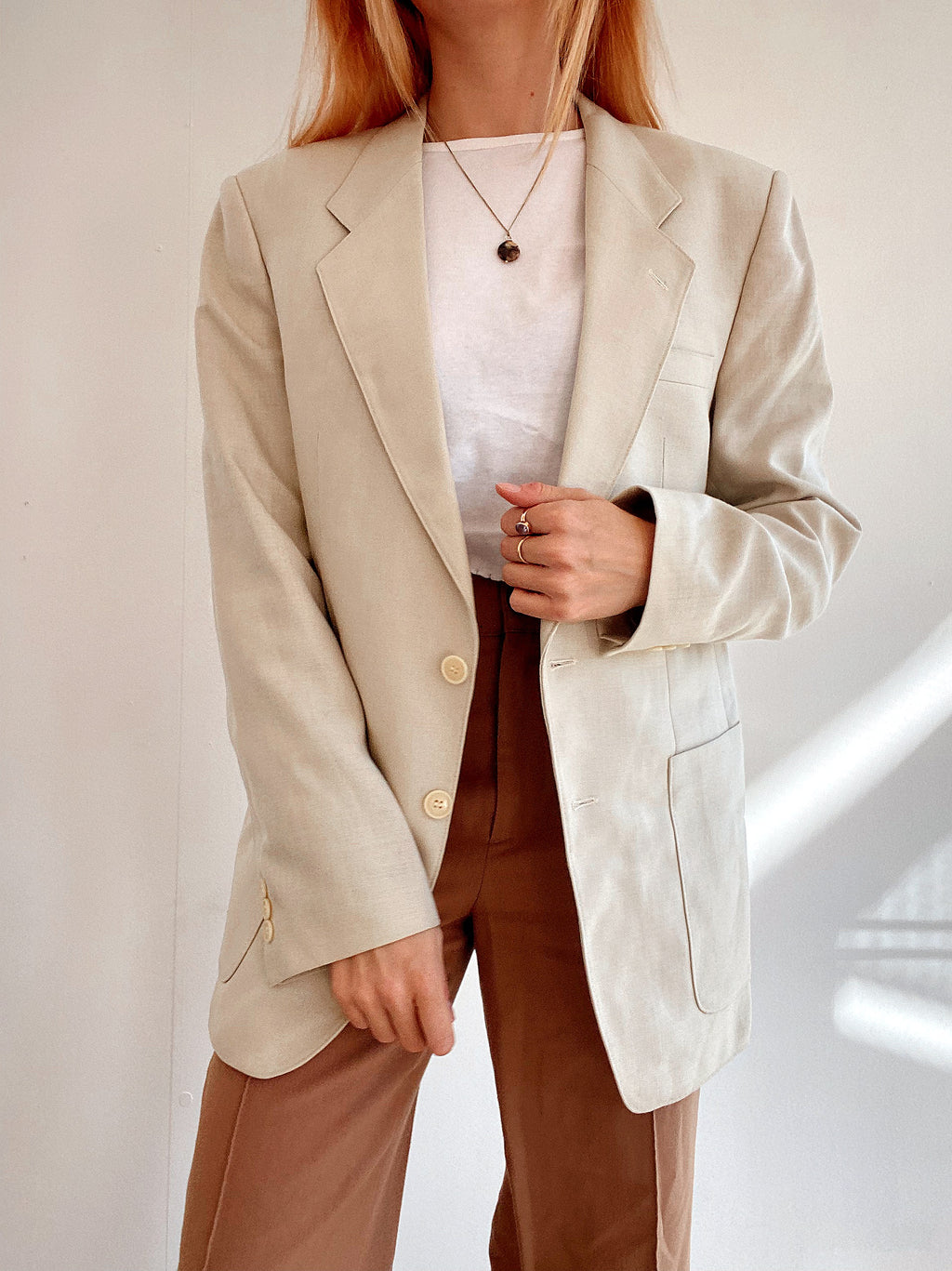 Oversized Black and White Checked Blazer Jacket M/L