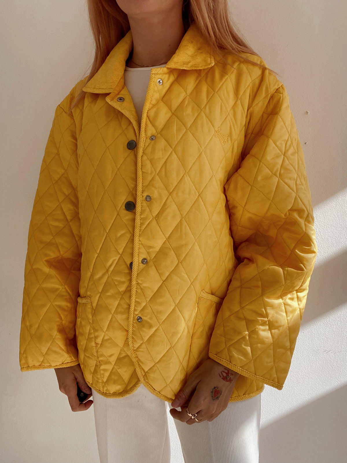 White and blue jacket with orange collar Adidas XL