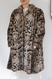 Manteau gris en fausse fourrure léopard M/L