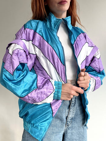 Veste de jogging vintage turquoise et violette M