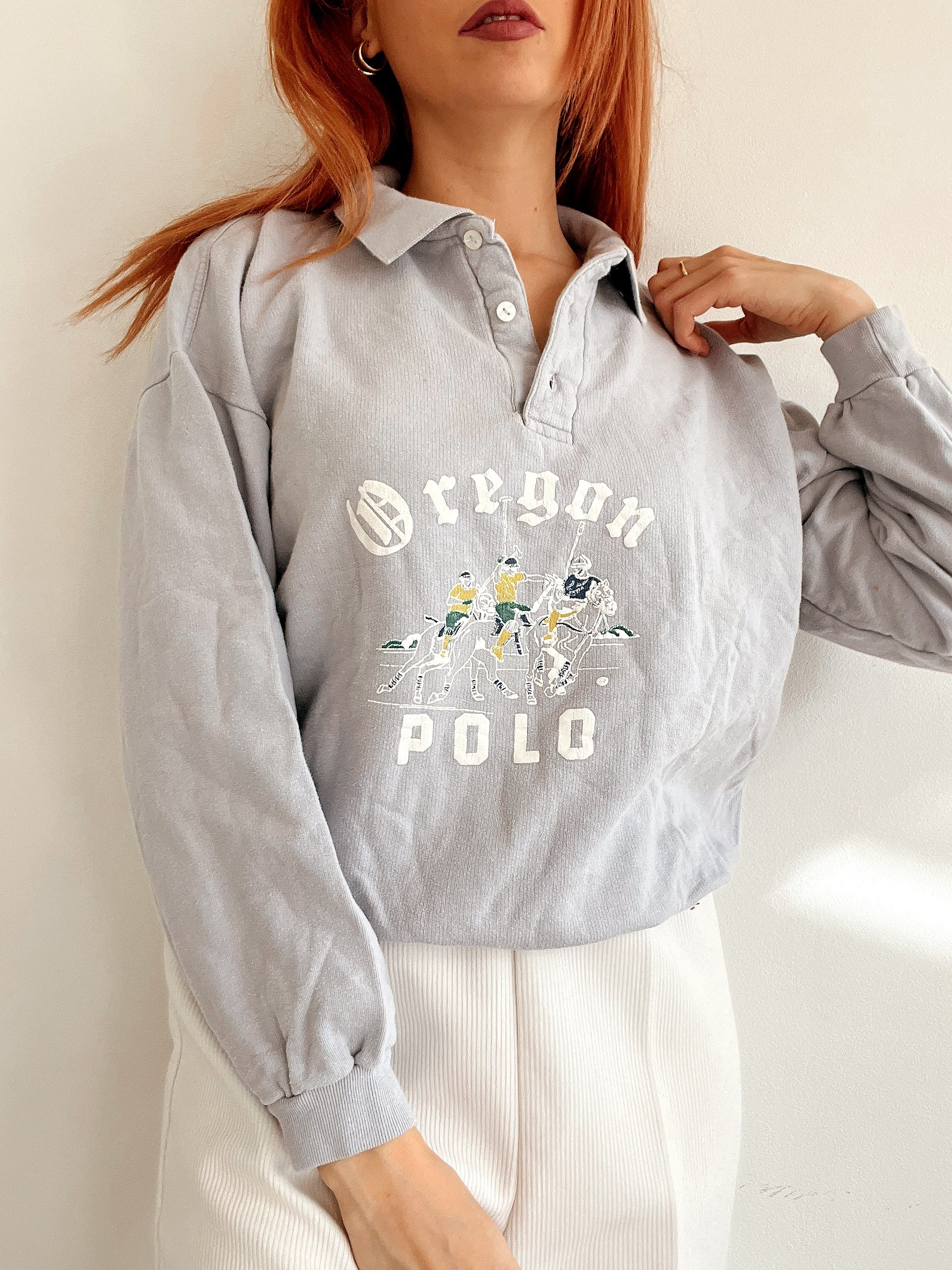 Hellgrauer Vintage-Pullover L