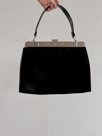 Sac à main vintage noir lisse