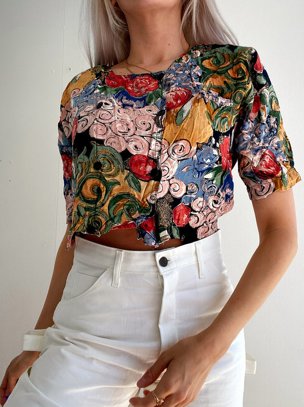 Vintage 80/90er gemustertes Hemd (seitliche Knöpfe) 