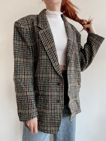 Veste blazer vintage en laine brune/khaki  XL