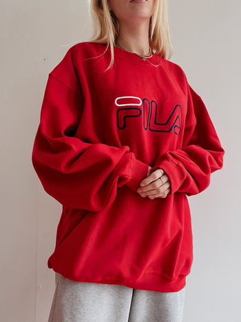 Pull vintage rouge Fila XL