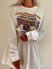 T-shirt à manches longues vintage USA blanc et violet XL