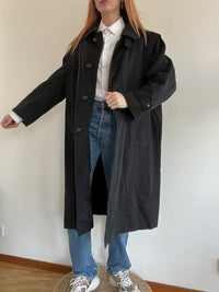 Dunkelgrauer Vintage-Wollmantel L