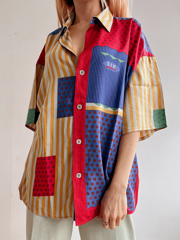 Chemise vintage 80’s multicolore à motifs