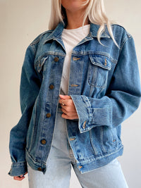 Blaue Vintage-Jeansjacke L