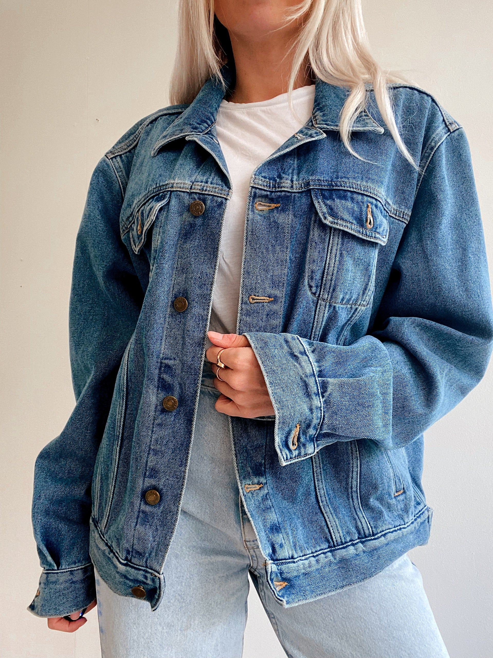 Blaue Vintage-Jeansjacke L