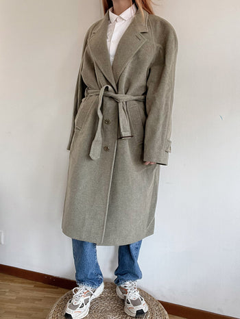 Manteau en laine vintage taupe/vert  L