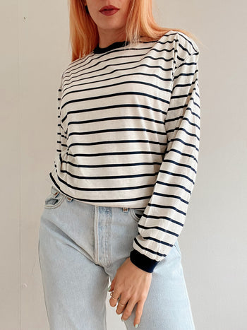 Pull basic marinière blanc et bleu M