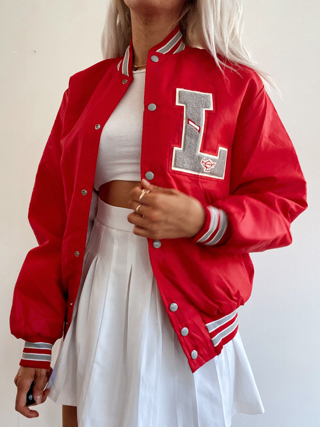 Jacket bomber college USA rouge