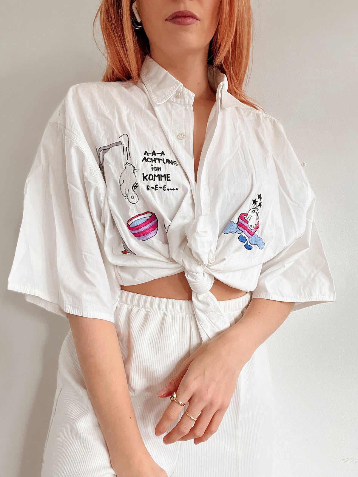 Chemise vintage blanche brodée  L