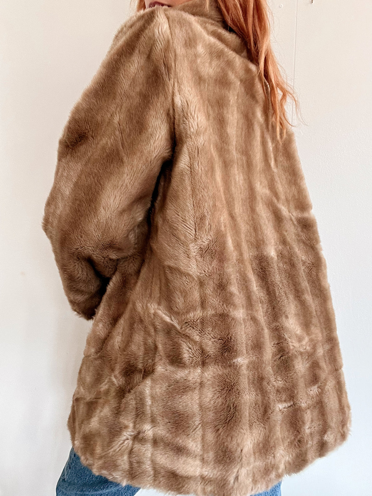 Manteau vintage taupe/beige en fausse fourrure M