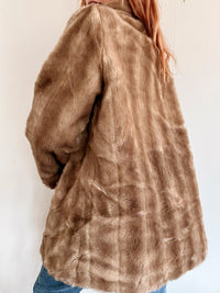 Manteau vintage taupe/beige en fausse fourrure M