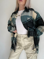 Chemise Vintage à carreaux épaisse verte XL
