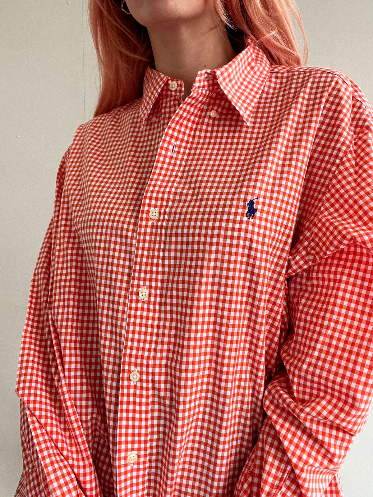 Chemise vintage Ralph Lauren à carreaux orange L