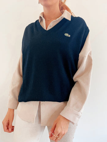 Pull sans manches en maille bleu foncé  Lacoste XL