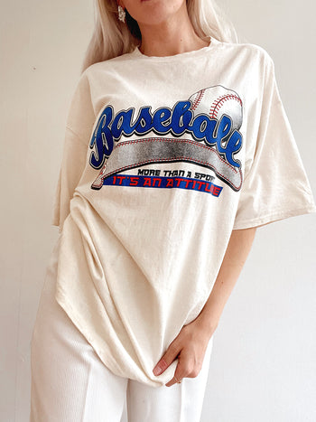 T-shirt vintage USA Baseball blanc cassé XL